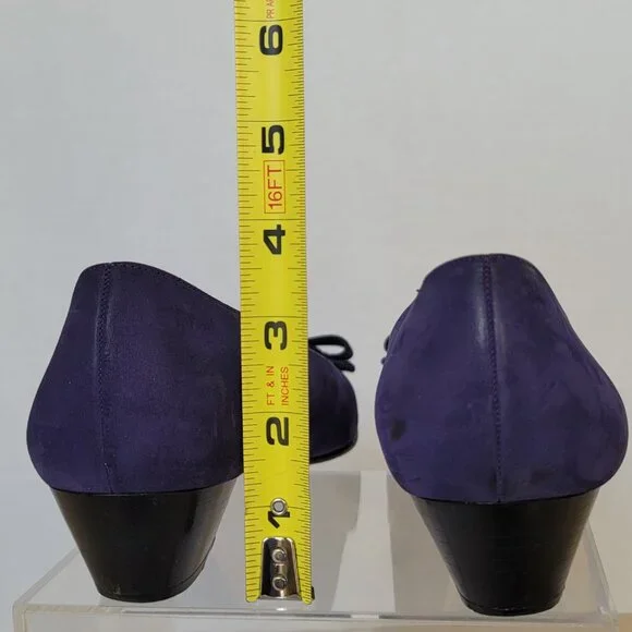 Vintage Salvatore Ferragamo Purple Nubuck Vara Plate Bow Low-Heel Pump Shoes 9AA - Picture 16 of 16